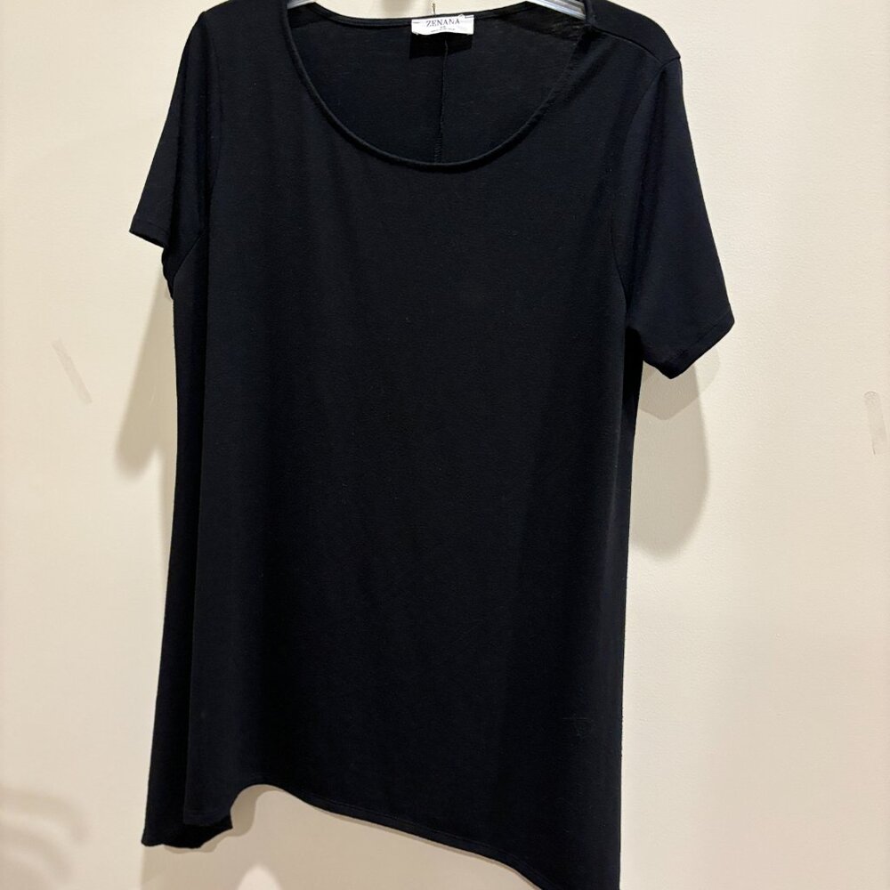 Zanzea Black Short Sleeve Pullover Polyester Blend Shirt sz 2XL